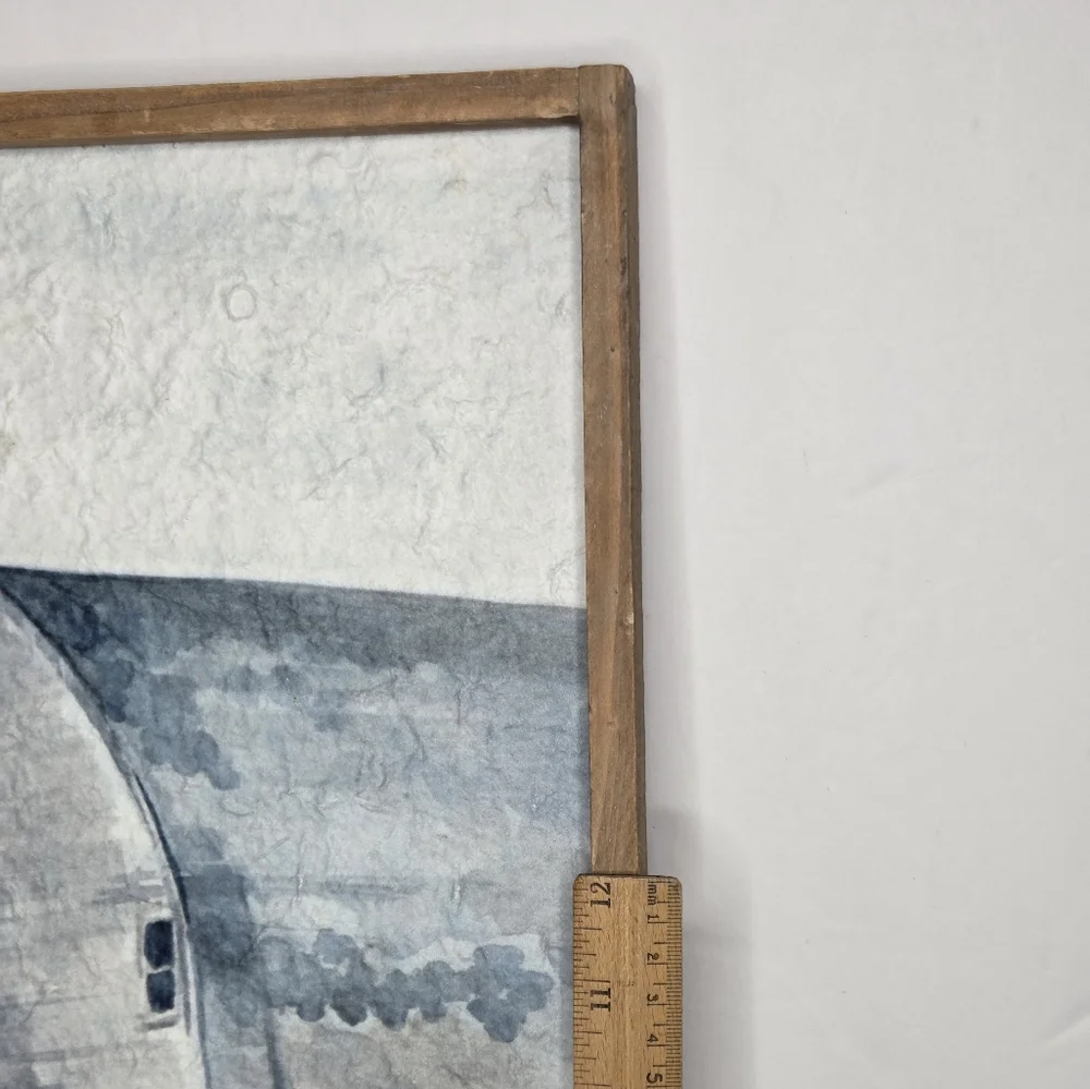 Rustic Farmhouse Barn Watercolor Wall Art Framed Country Silo Painting